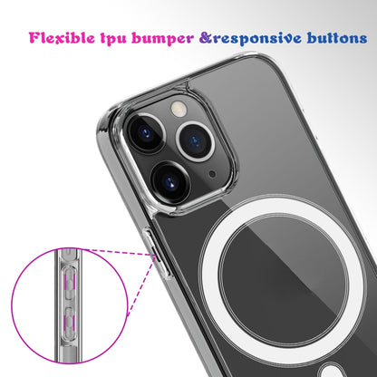 For iPhone 13 Pro Magsafe Case Simple Magnetic Ring All-inclusive Clear Crystal Acrylic PC +TPU Shockproof Case (Transparent) - iPhone 13 Pro Cases by buy2fix | Online Shopping UK | buy2fix