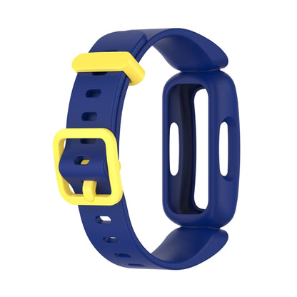 For Fitbit Ace 3 Silicone Integrated Watch Band(Dark Blue Yellow Buckle) - Smart Wear by buy2fix | Online Shopping UK | buy2fix