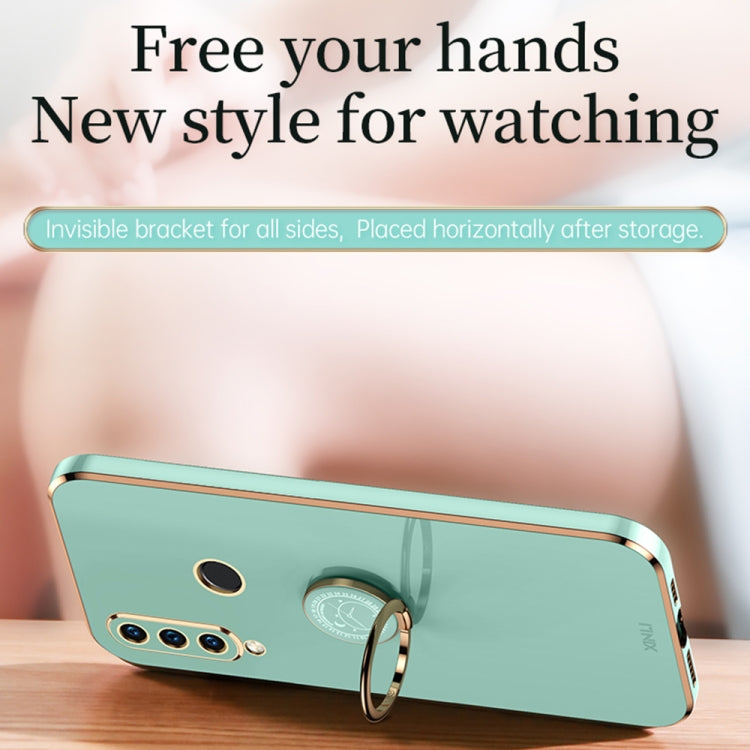 For Huawei P30 Lite XINLI Straight Edge 6D Electroplate TPU Phone Case with Ring Holder(Mint Green) - Huawei Cases by XINLI | Online Shopping UK | buy2fix