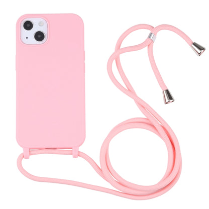 For iPhone 13 Candy Colors TPU Protective Case with Lanyard(Pink) - Apple Accessories by buy2fix | Online Shopping UK | buy2fix