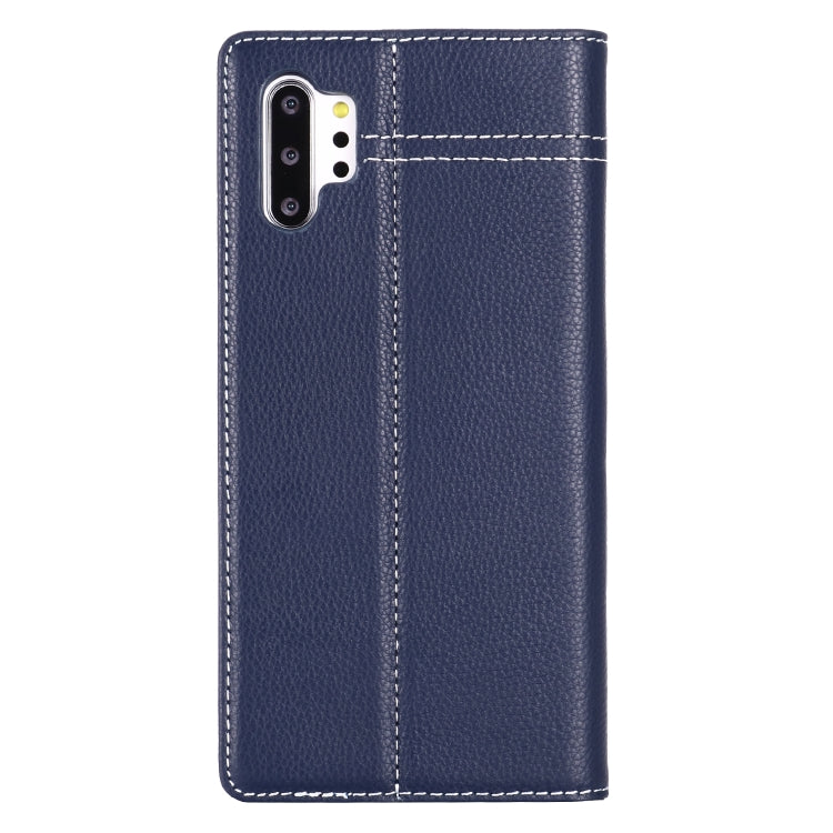 For Galaxy Note 10+ GEBEI Top-grain Leather Horizontal Flip Protective Case with Holder & Card Slots(Blue) - Galaxy Phone Cases by GEBEI | Online Shopping UK | buy2fix