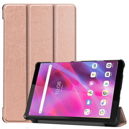 For Lenovo Tab M8 3rd Gen Custer Texture Horizontal Flip Leather Case with Three-folding Holder(Rose Gold) - Mobile Accessories by buy2fix | Online Shopping UK | buy2fix