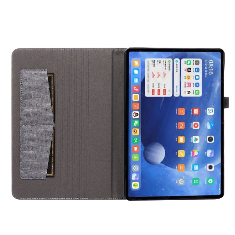 For Xiaomi Pad 5 / 5 Pro Horizontal Flip TPU + Fabric PU Leather Protective Case with Name Card Clip(Grey) - Mi Pad 5 / 5 Pro Cases by buy2fix | Online Shopping UK | buy2fix
