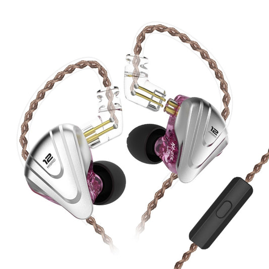 KZ ZSX 12-unit Ring Iron Metal Gaming In-ear Wired Earphone, Mic Version(Purple) - In Ear Wired Earphone by KZ | Online Shopping UK | buy2fix