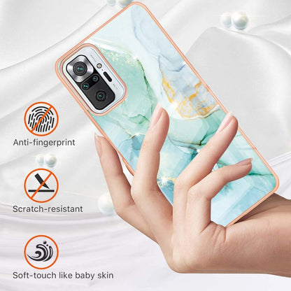 For Xiaomi Redmi Note 10 Pro / 10 Pro Max Electroplating Marble Pattern Dual-side IMD TPU Shockproof Case(Green 003) - Xiaomi Accessories by buy2fix | Online Shopping UK | buy2fix