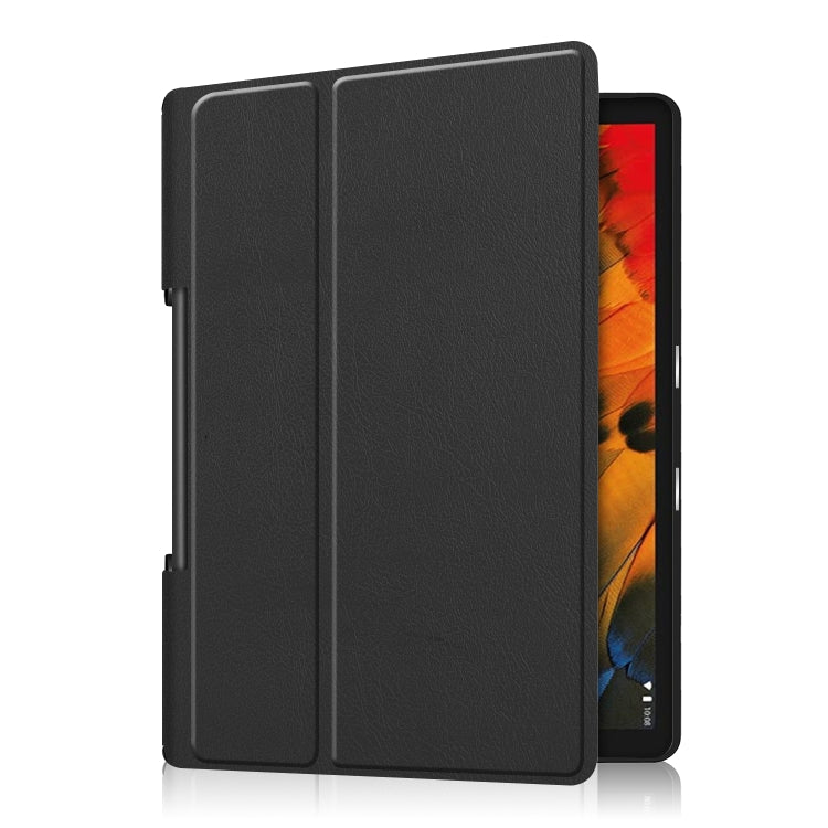 For Lenovo Yoga Smart Tab Custer Texture Horizontal Flip Leather Case with Two-folding Holder(Black) - For Lenovo by buy2fix | Online Shopping UK | buy2fix