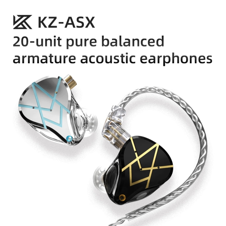 KZ ASX 20-unit Balance Armature Monitor HiFi In-Ear Wired Earphone With Mic(Silver) - In Ear Wired Earphone by KZ | Online Shopping UK | buy2fix