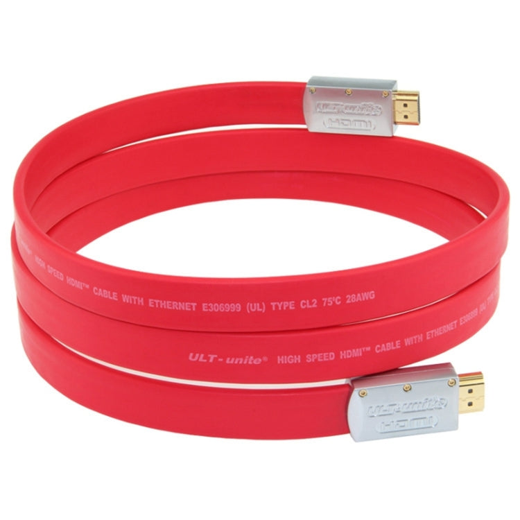 ULT-unite 4K Ultra HD Gold-plated HDMI to HDMI Flat Cable, Cable Length:3m(Red) - Cable by ult-unite | Online Shopping UK | buy2fix