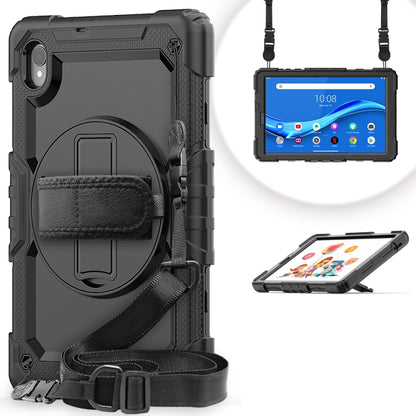 For Lenovo Tab M10 HD TB-X306X Shockproof Colorful Silicone + PC Protective Tablet Case with Holder & Shoulder Strap & Hand Strap(Black) - Mobile Accessories by buy2fix | Online Shopping UK | buy2fix