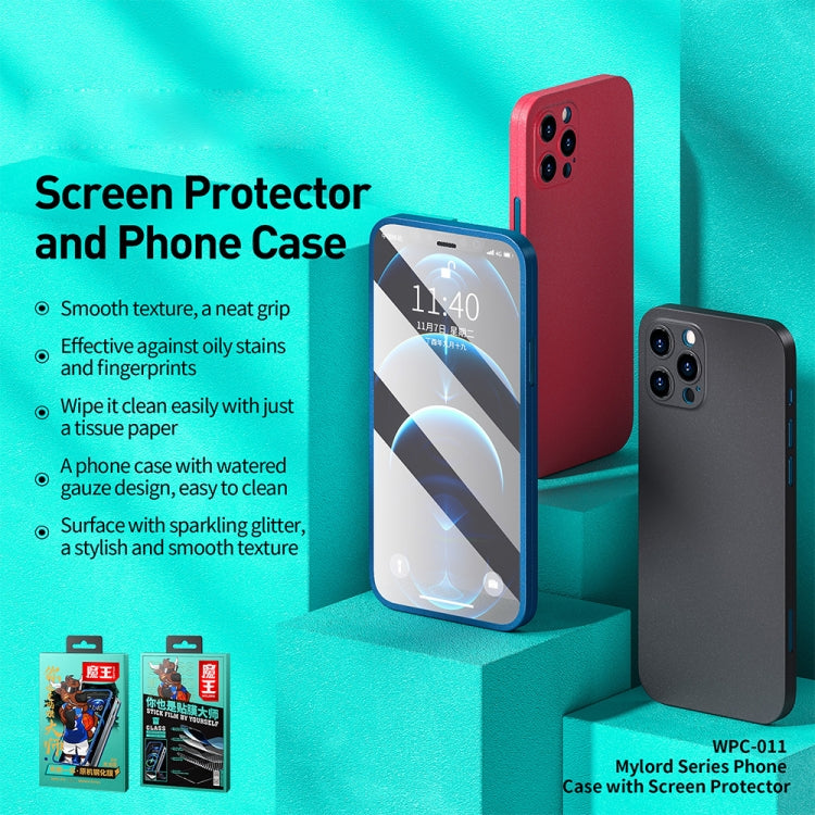 For iPhone 12 Pro WK WPC-011 Shockproof PC Phone Case with Tempered Glass Film(White) - iPhone 12 / 12 Pro Cases by WK | Online Shopping UK | buy2fix