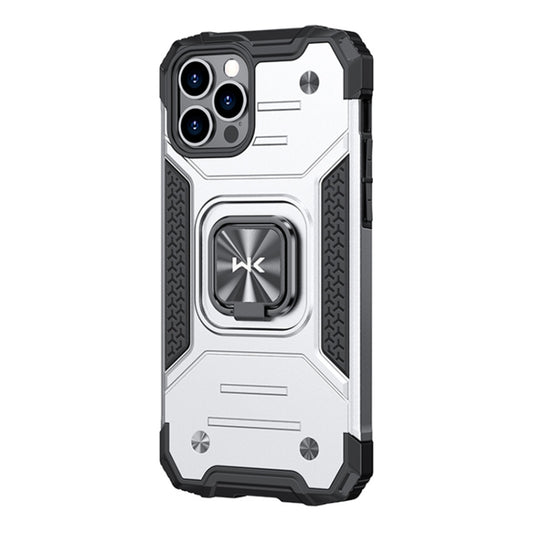 For iPhone 13 Pro Max WK WTP-012 Shockproof PC + TPU + Metal Phone Case with Ring Holder (Silver) - iPhone 13 Pro Max Cases by WK | Online Shopping UK | buy2fix