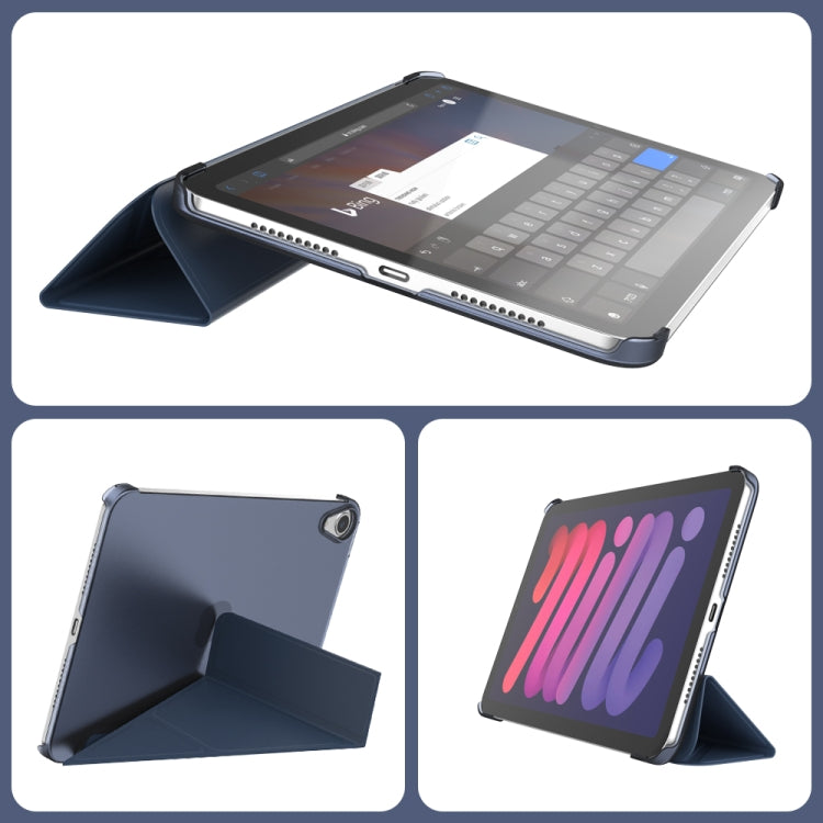 For iPad mini 6 Double-sided Matte Translucent PC Deformation Tablet Leather Case with Holder & Sleep / Wake-up Function(Black) - Apple Accessories by buy2fix | Online Shopping UK | buy2fix