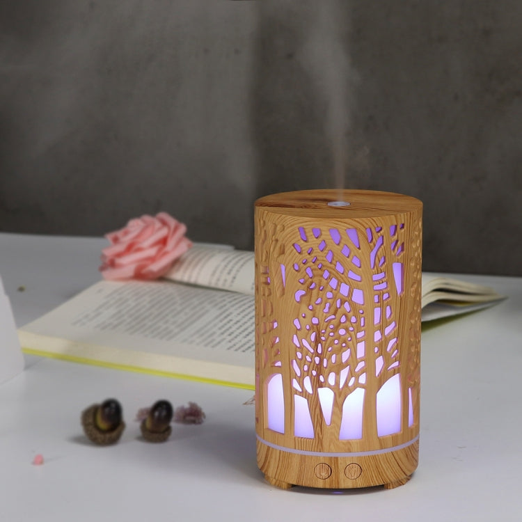 200ml Hollow-out Forest Pattern Wooden Essential Oil Aromatherapy Machine Ultrasonic Humidifier Automatic Alcohol Sprayer, Plug Specification:US Plug(Light Brown-3) - Home & Garden by buy2fix | Online Shopping UK | buy2fix