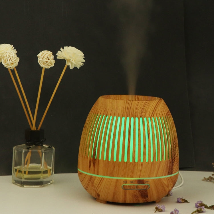 400ml Hollow-out LED Humidifier Wood Grain Air Purifier Aromatherapy Machine Automatic Alcohol Sprayer with Colorful LED Light, Plug Specification:UK Plug(Light Brown) - Home & Garden by buy2fix | Online Shopping UK | buy2fix