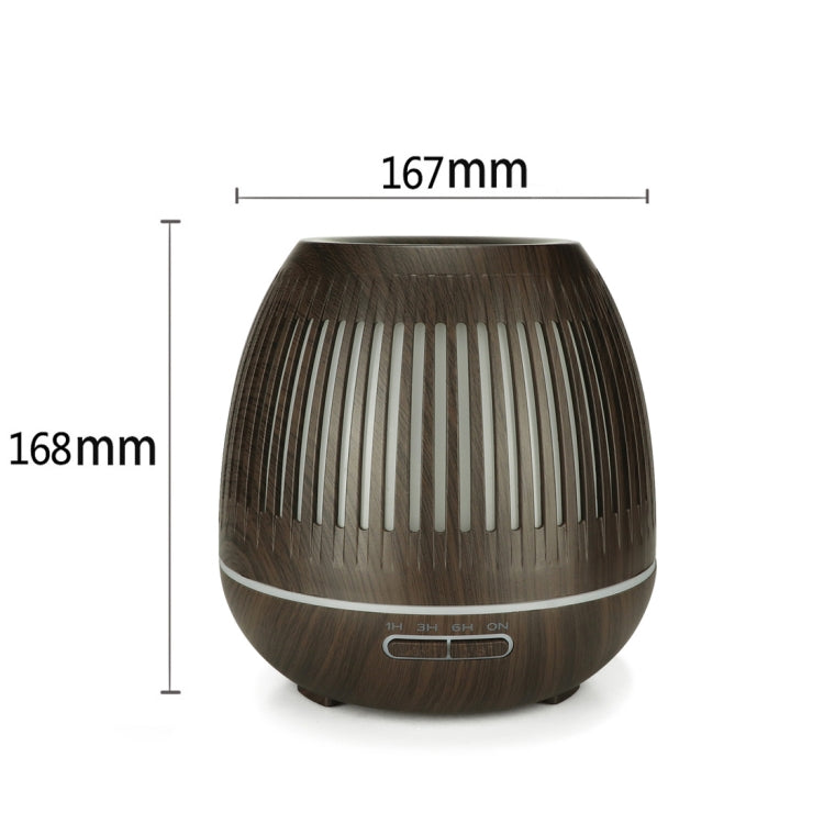 400ml Hollow-out LED Humidifier Wood Grain Air Purifier Aromatherapy Machine Automatic Alcohol Sprayer with Colorful LED Light, Plug Specification:UK Plug(Dark Brown) - Home & Garden by buy2fix | Online Shopping UK | buy2fix