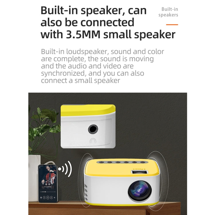 T20 320x240 400 Lumens Portable Home Theater LED HD Digital Projector, Same Screen Version, EU Plug(White Yellow) - LED Projector by buy2fix | Online Shopping UK | buy2fix