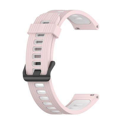 For Samsung Galaxy Watch4/Active2 20mm Two-color Stripe Silicone Watch Band(Sand Pink White) - Watch Bands by buy2fix | Online Shopping UK | buy2fix