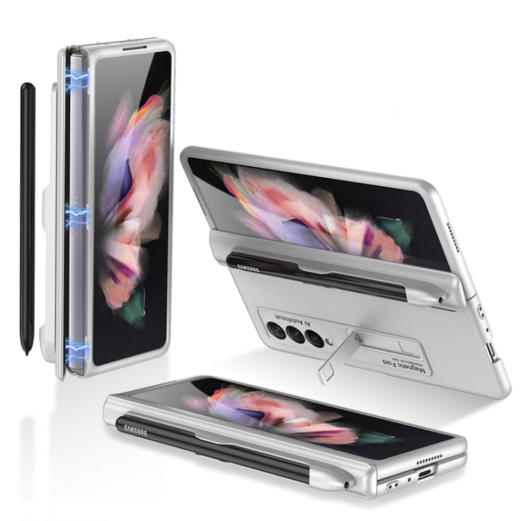 For Samsung Galaxy Z Fold3 5G GKK Magnetic Full Coverage Phone Flip Case with Pen Slot(Silver) - Samsung Accessories by GKK | Online Shopping UK | buy2fix