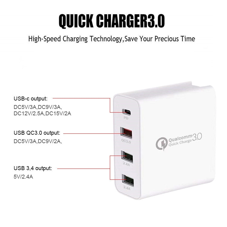 A3 PD 18W USB-C / Type-C + QC3.0 USB + Dual USB Interface Travel Charger - USB Charger by buy2fix | Online Shopping UK | buy2fix