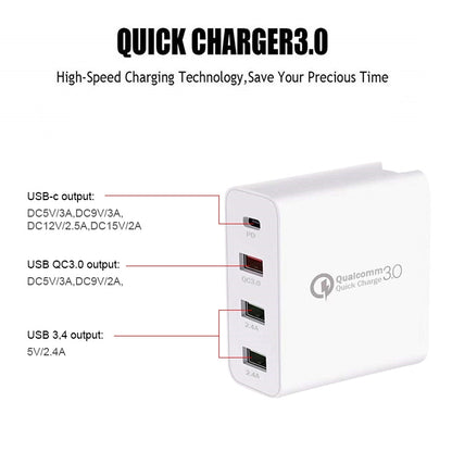 A3 PD 18W USB-C / Type-C + QC3.0 USB + Dual USB Interface Travel Charger - USB Charger by buy2fix | Online Shopping UK | buy2fix