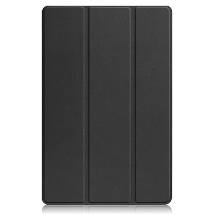For Lenovo Tab P12 Pro 12.6 Three-folding Holder Custer Texture Leather Tablet Case(Black) - For Lenovo by buy2fix | Online Shopping UK | buy2fix