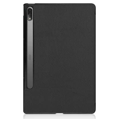 For Lenovo Tab P12 Pro 12.6 Three-folding Holder Custer Texture Leather Tablet Case(Black) - For Lenovo by buy2fix | Online Shopping UK | buy2fix