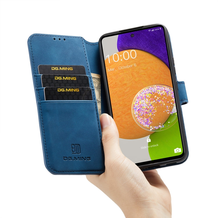 For Samsung Galaxy A53 5G DG.MING Retro Oil Side Horizontal Flip Leather Case with Holder & Card Slots & Wallet(Blue) - Galaxy Phone Cases by DG.MING | Online Shopping UK | buy2fix