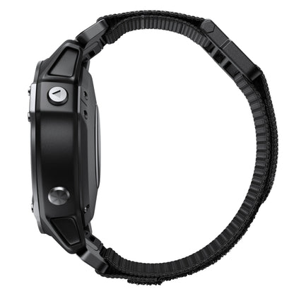 For Garmin Fenix 7X Hook And Loop Fastener Nylon Watch Band(Black) - Watch Bands by buy2fix | Online Shopping UK | buy2fix