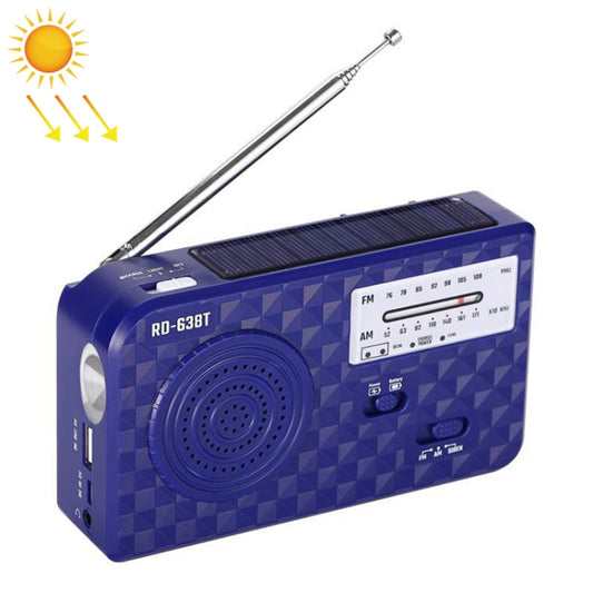 RD-638T Two-band Solar Powered AM / FM Radio Player Flashlight with Dynamo Function(Blue) - Consumer Electronics by buy2fix | Online Shopping UK | buy2fix