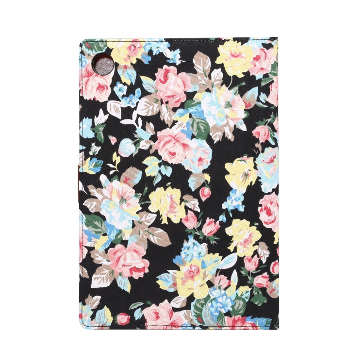 For Samsung Galaxy Tab A8 10.5 2021 X200 / X205 Flower Cloth Leather Smart Tablet Case(Black) - Samsung Accessories by buy2fix | Online Shopping UK | buy2fix