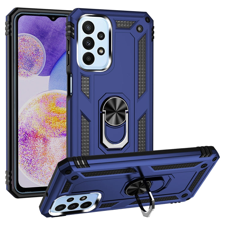 For Samsung Galaxy A23 Shockproof TPU + PC Phone Case with Holder(Blue) - Samsung Accessories by buy2fix | Online Shopping UK | buy2fix