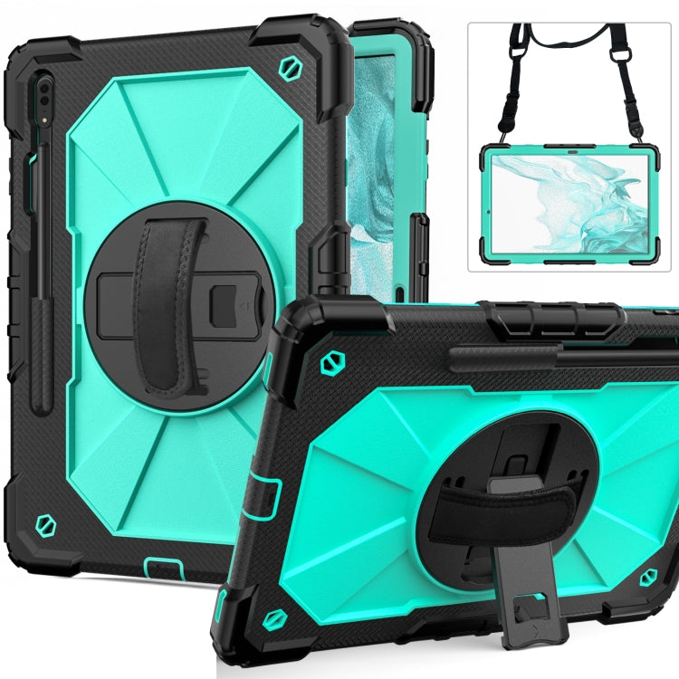 For Samsung Galaxy Tab S8+ 12.4 inch SM-X800 / SM-X806 Contrast Color Robot Shockproof Silicone + PC Tablet Case(Black+Aqua) - Other Galaxy Tab PC by buy2fix | Online Shopping UK | buy2fix