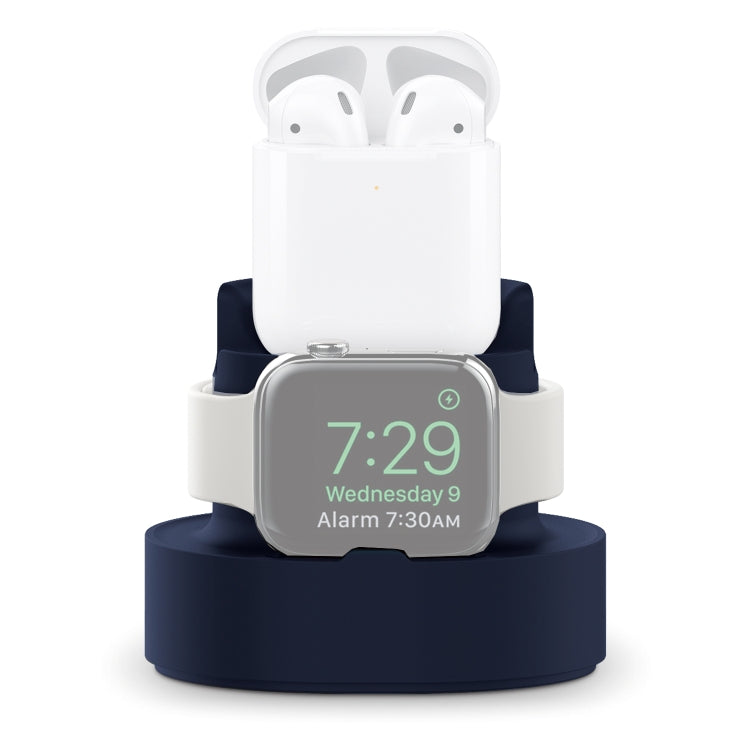 A001 3 In 1 Silicone Charging Holder for iPhone / iWatch / AirPods(Dark Blue) - Apple Accessories by buy2fix | Online Shopping UK | buy2fix
