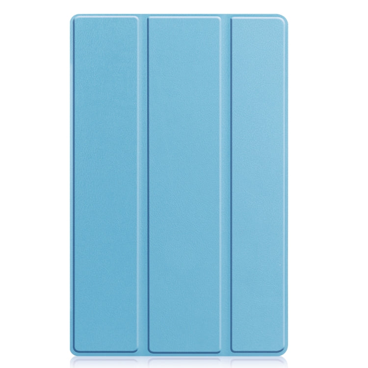 For Lenovo Tab M10 Plus 10.6 3rd Gen 2022 Custer Texture 3-Fold Holder Smart Leather Tablet Case(Sky Blue) - For Lenovo by buy2fix | Online Shopping UK | buy2fix