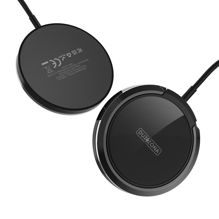 DUZZONA W1 15W Magnetic Wireless Charger with Ring Holder, Cable Length: 1.2m(Black) - Apple Accessories by buy2fix | Online Shopping UK | buy2fix