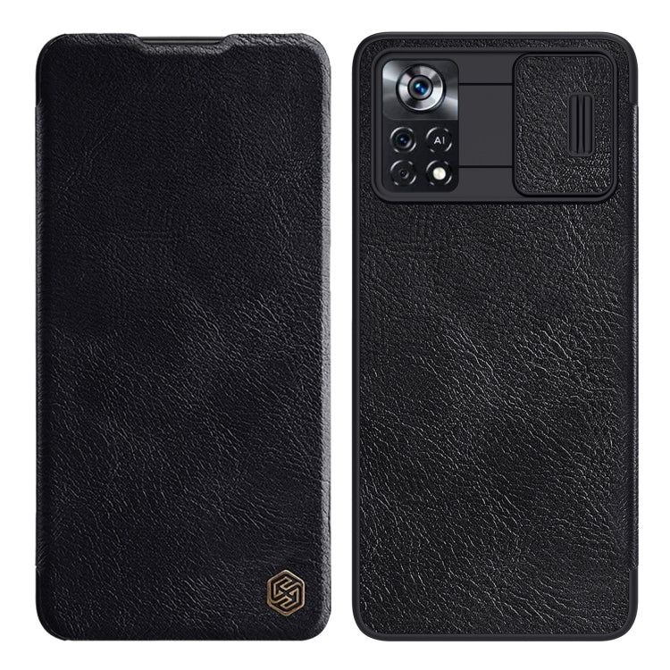 For Xiaomi Poco X4 Pro 5G NILLKIN QIN Series Pro Sliding Camera Cover Leather Phone Case(Black) - Xiaomi Cases by NILLKIN | Online Shopping UK | buy2fix