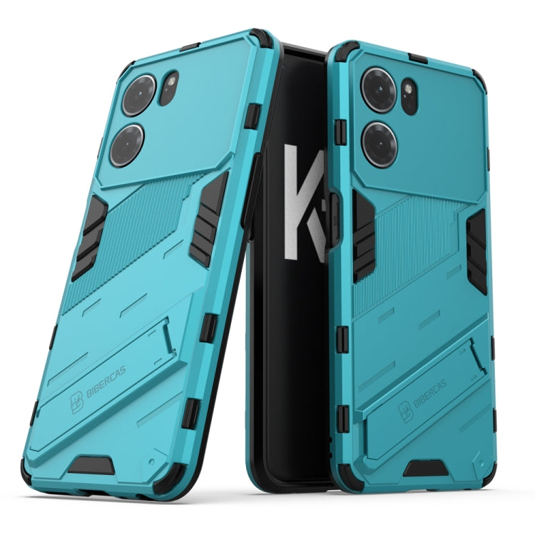 For OPPO K10 5G China Punk Armor 2 in 1 PC + TPU Shockproof Phone Case with Invisible Holder(Blue) - OPPO Cases by buy2fix | Online Shopping UK | buy2fix