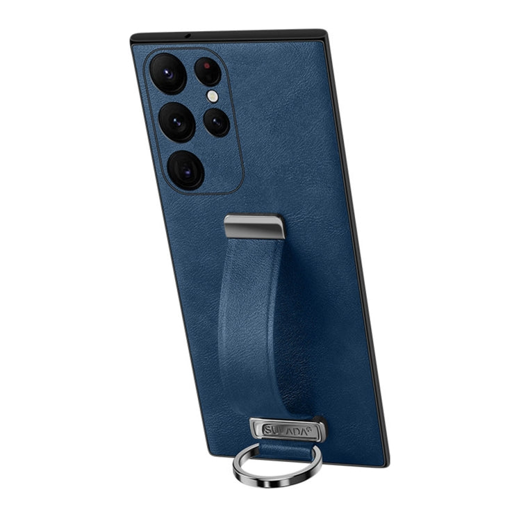 For Samsung Galaxy S22 Ultra 5G SULADA Cool Series PC + Leather Texture Skin Feel Shockproof Phone Case(Blue) - Galaxy S22 Ultra 5G Cases by SULADA | Online Shopping UK | buy2fix