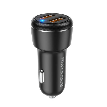 Borofone BZ17 Dual USB Ports QC3.0 Car Charger(Black) - In Car by Borofone | Online Shopping UK | buy2fix