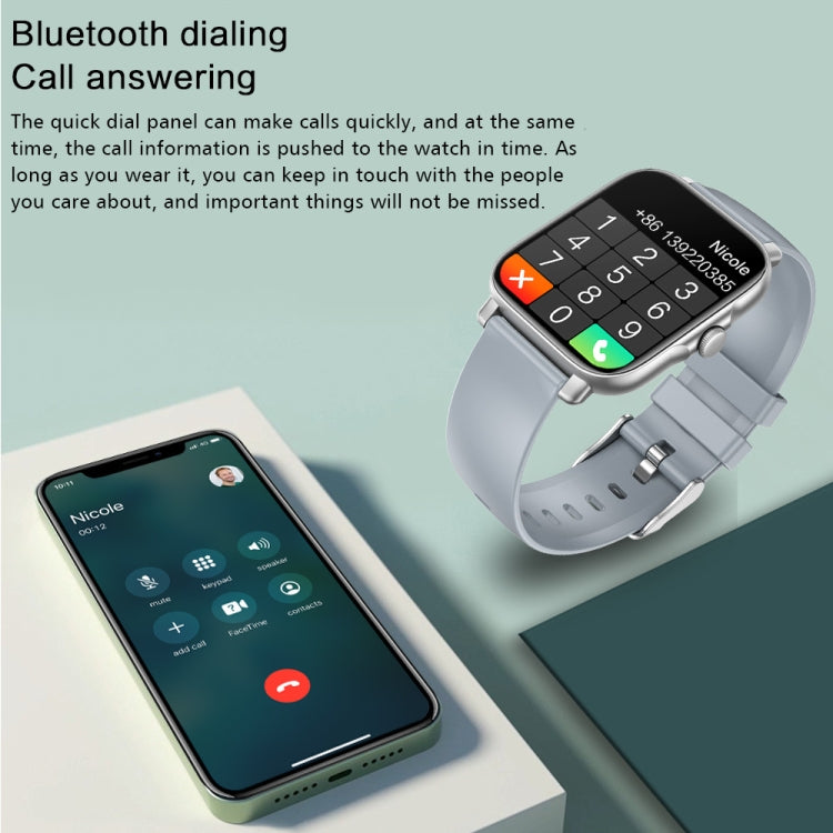 GT30 1.69 inch TFT Screen Smart Watch, TPU Bnad IP67 Waterproof Support Bluetooth Call / Multiple Sports Modes(Silver) - Smart Wear by buy2fix | Online Shopping UK | buy2fix