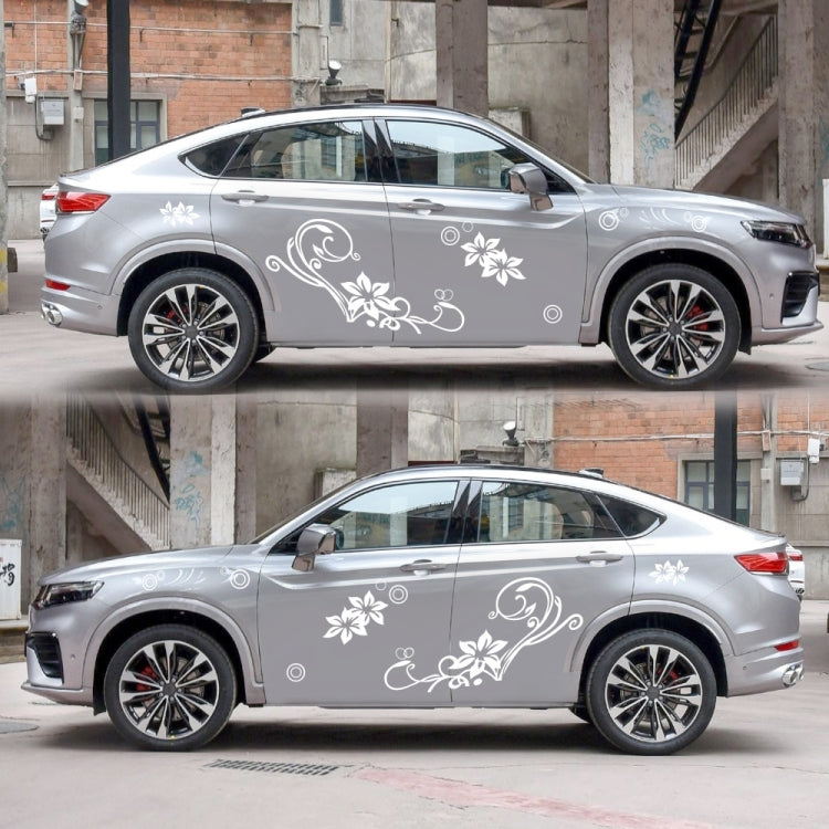 2 PCS/Set D-75 Flower Vine Pattern Car Modified Decorative Sticker(Light Grey) - In Car by buy2fix | Online Shopping UK | buy2fix