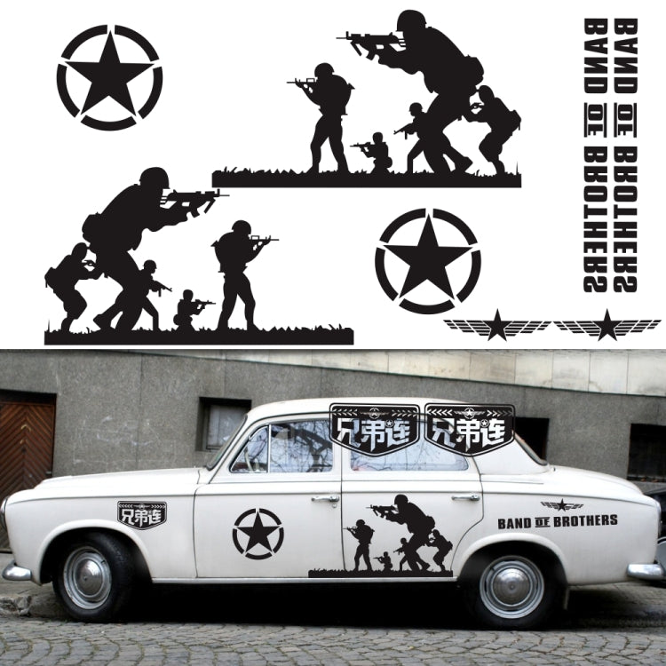2 PCS/Set D-135 Band of Brothers Pattern Car Modified Decorative Sticker(White) - In Car by buy2fix | Online Shopping UK | buy2fix