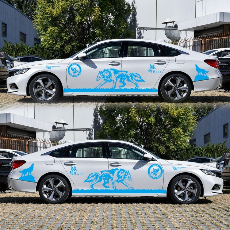 2 PCS/Set D-180 Wolf Totem Pattern Car Modified Decorative Sticker(Blue) - In Car by buy2fix | Online Shopping UK | buy2fix