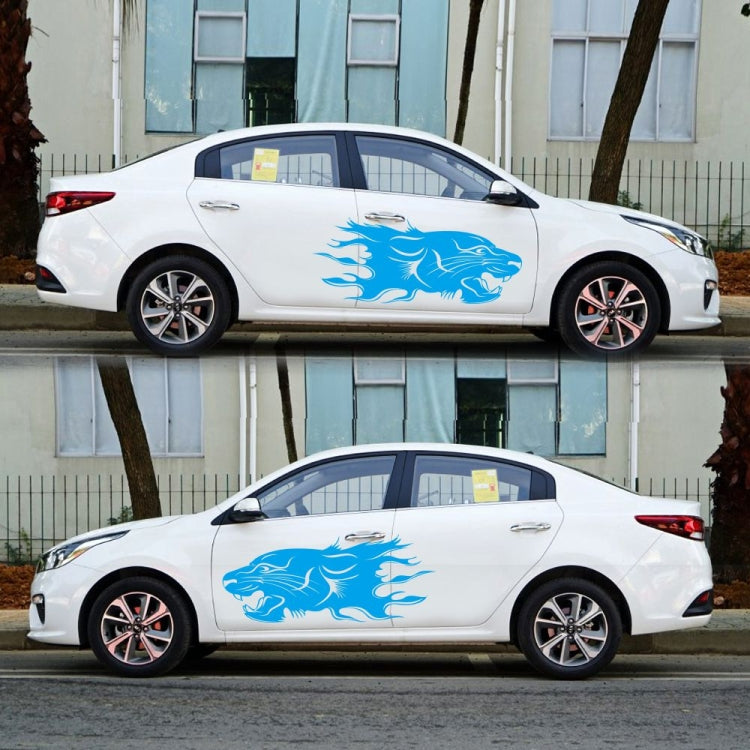 2 PCS/Set D-417 Lion Pattern Car Modified Decorative Sticker(Blue) - In Car by buy2fix | Online Shopping UK | buy2fix