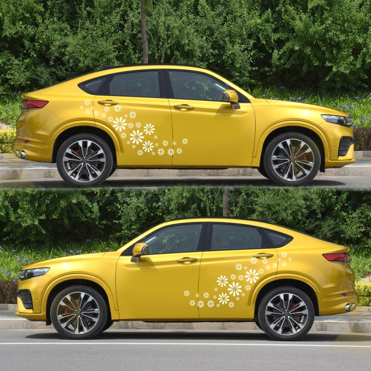 2 PCS/Set D-483 Flower Pattern Car Modified Decorative Sticker(White) - In Car by buy2fix | Online Shopping UK | buy2fix