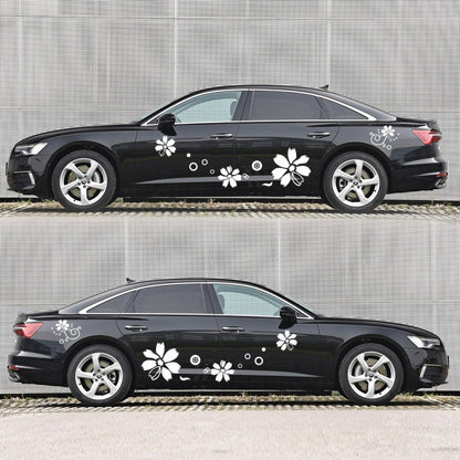 2 PCS/Set D-510 Flowers Pattern Car Modified Decorative Sticker(White) - In Car by buy2fix | Online Shopping UK | buy2fix