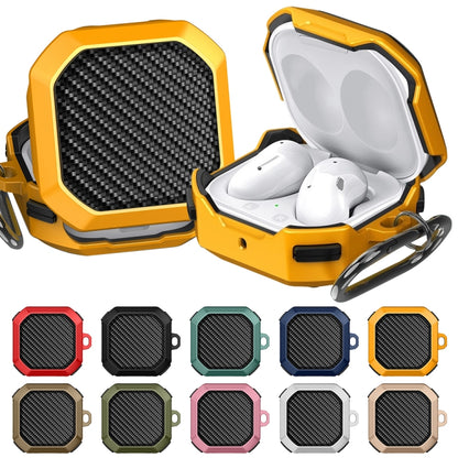 For Samsung Galaxy Buds Live / Buds 2 / Buds Pro / Buds 2 Pro Thunder Carbon Fiber TPU+PC Earphones Protective Case with Hook Up(Black and Gold) - Samsung Earphone Case by buy2fix | Online Shopping UK | buy2fix