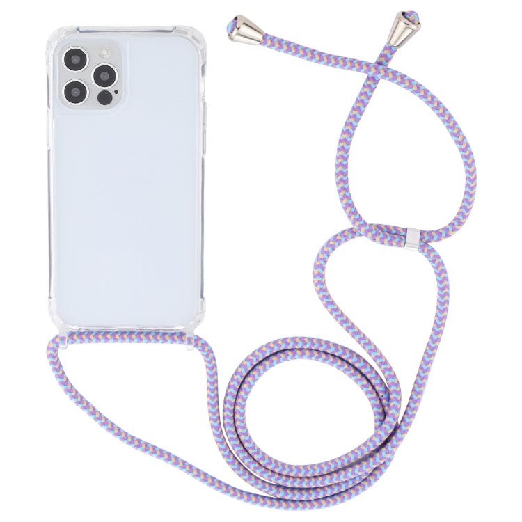 For iPhone 14 Transparent Acrylic Airbag Shockproof Phone Protective Case with Lanyard (Purple Blue Apricot) - Apple Accessories by buy2fix | Online Shopping UK | buy2fix