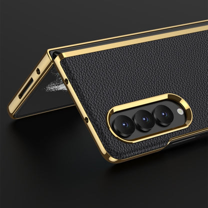 For Samsung Galaxy Z Fold4 GKK Electroplating Leather Surface Phone Case(Gold Coffee) - Galaxy Z Fold4 5G Cases by GKK | Online Shopping UK | buy2fix