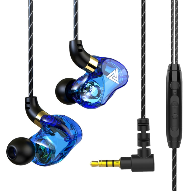 QKZ SK7 3.5mm Sports In-ear Copper Driver Wired HIFI Stereo Earphone with Mic(Dark Blue) - In Ear Wired Earphone by QKZ | Online Shopping UK | buy2fix